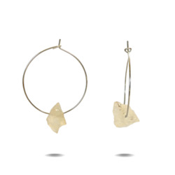 Lena Earrings: Lena | Sterling Silver Raw Citrine Hoop Earrings