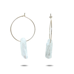 Lena Earrings: Lena | Sterling Silver Quartz Point Hoop Earrings