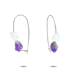 Lillian Earrings: Lillian | Sterling Silver Amethyst + Rose Quartz Drop Earrings