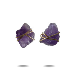 Larna Earrings: Larna | Gold Filled Raw Amethyst Stud Earrings