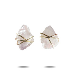 Larna Earrings: Larna | Gold Filled Raw Rose Quartz Stud Earrings
