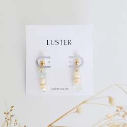 Unique Crystal Earrings: Limited Edition | Pearl & Aquamarine Gold Filled Studs