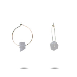 Lena Earrings: Lena Petite | Silver Rose Quartz Hoops