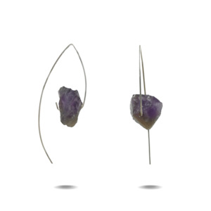Amethyst Jewellery: Lorelai | Silver Amethyst Hook Earrings