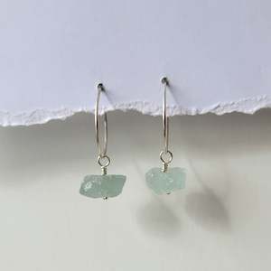 All Raw Crystal Jewellery: Aquamarine Hoop Earrings | Rose Gold