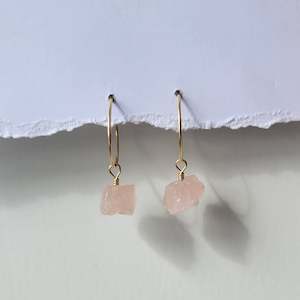 All Raw Crystal Jewellery: Rose Quartz Earrings | Gold Filled