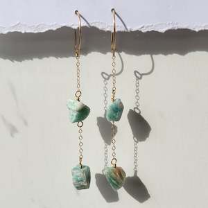 All Raw Crystal Jewellery: Amazonite Dangle Earrings | Gold Filled
