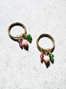 FIREFLY EARRINGS gold – pink opal, garnet