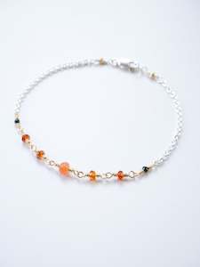 NOSTALGIA BRACELET – peach moonstone, spessartite garnet & black spinel