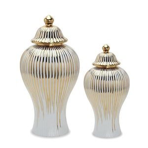 Gold & White Ginger Jar (Large)