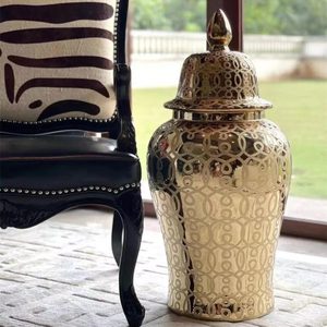 Gold & White Ginger Jar (Small)