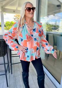 Tops: LEO + BE Orange Floral Top