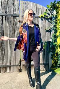 Tops: AUGUSTINE/Resort- Purple Floral Kimono