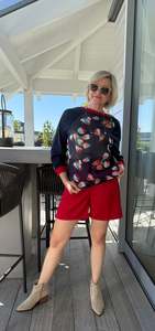 Tops: Floral Blue/Red Top