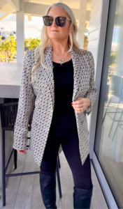 Jumpers Hoodies: DECJUBA Tan/Black/White Coat/Jacket