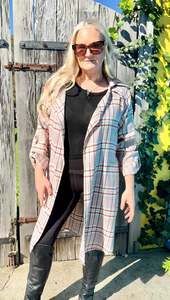 Jumpers Hoodies: KETZ-KE Red/Tan Checkered Maxi Coat