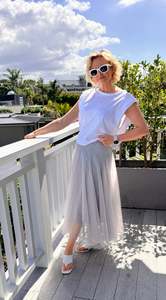 Skirts Shorts: MINX Grey Tulle Maxi Skirt