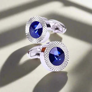 Cufflinks Cufflinks: Designer Blue Crystal Cone Cufflinks By Luxurious
