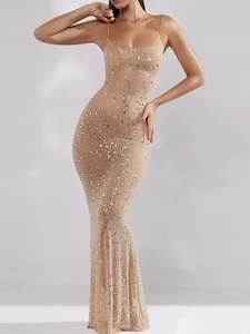 Formal Dresses: Rhinestone Spaghetti Strap Maxi Dress