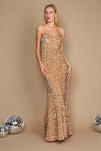 Formal Dresses: Sequin Corset Prom Dress – Full-Length Spaghetti Strap Gown with V-Neckline