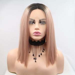 Hair Accessories: 13*3" Lace Front Wigs Synthetic Mid-length Straight 12" 130% Density