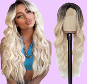 Women's Long Curly Hair, Ombre Front Lace Wig
