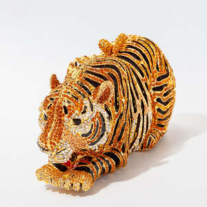 Handbags: Tiger Crystal Evening Clutch Bag
