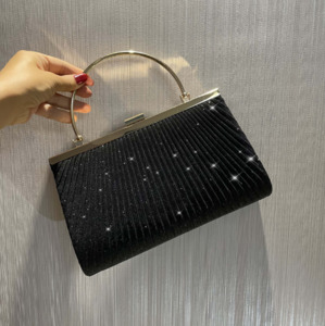 Pleated shiny evening bag handbag