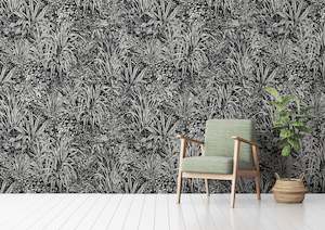 Botanical Wallpapers: Jungle Wallpaper - Black/Steam