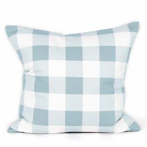 Blue Cushions: Buffalo Check Cushion - Baby Blue