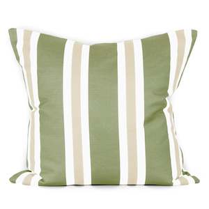 Green Cushions: Hampton Stripe Cushion - Fern