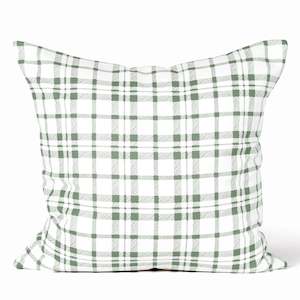 Green Cushions: Buffalo Plaid Cushion - Fern