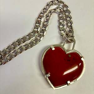 Necklaces: Love Pendant, Red Jasper, Sterling Silver