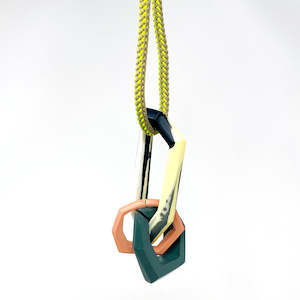 Necklaces: Links Necklace, 7 Links on a lime green cord