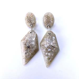 Maca Metals Earrings: Medium Double Rock earrings, Mother of pearl, Stg Silver