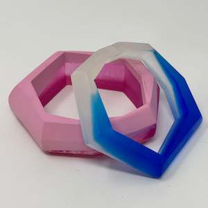 Maca Links: Wide Bangle Link Duo, pink and blue