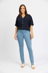 Denim: California Pull-On Jeans - Chambray Denim