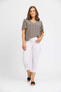 Pants: Roam Crop in Faille - White
