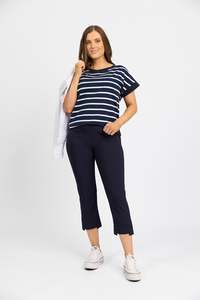 Pants: Roam Crop in Faille - Navy