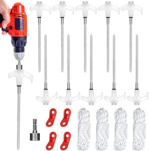 10 Tent Stakes Heavy Duty Tent Stakes Screw in Metal Camping Stakes with Luminou&hellip;