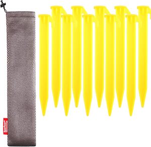 10-Pack Plastic Tent Stakes – 6-Inch Heavy Duty Canopy Anchoring Pegs for Camp&hellip;