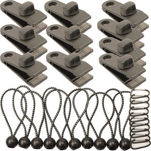 Products: 10pcs Tarp Clips with 10pcs Ball Bungee Cords, 10pcs Carabiner Clip Lock Grip Clamps for Awning Camping, Plastic Linoleum Tent Clips Tarp Clamps, Tent Fastener Clips, Tarpaulin Canvas Clips - Handles tough weather, Up to 40% Off Your Favorites macorjagrou