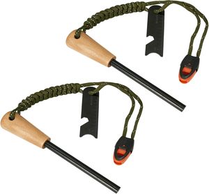 Products: 2 Pack Ferro Rod Fire Starter Survival Tool, Flint and Steel Fire Starter Kit 6-in-1 Multi-Tool, Firestarter Striker with Paracord Lanyard and Wooden Handle for Campfires, 3.5(Long) x 5/16 (Dia.) - No-leak seal, Enjoy Instantly macorjagroup