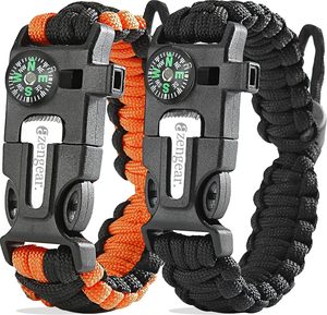 Products: aZengear Paracord Survival Bracelet (2 Pack) Flint Steel Fire Starter, Whistle, Compass, Mini Saw Adjustable Wrist Band Size for Camping, Bushcraft, Emergency Kit (Black & Orange) - High-performance lining, Save More, Worry Less – Free Returns macorjagr