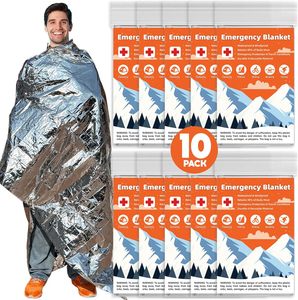 Products: 10 Pack Emergency Thermal Blanket Survival, Mylar Blankets for Outdoor, Space Blanket, Silver Foil for Survival, Survival Kit Camping Blankets, Body Warmer, First Aid, Hiking 84” x 52” - No-fuss performance, Extra Savings Available macorjagroup