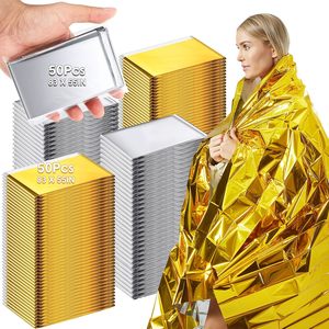 Products: 100 Pack Emergency Foil Thermal Blanket Bulk 83 x 55'' Waterproof Space First Aid Survival Blanket for Outdoors, Camping, Hiking, Homeless, First Aid, 50 Pc Silver 50 Pc Gold Silver - Just grab and go, and Returns macorjagroup