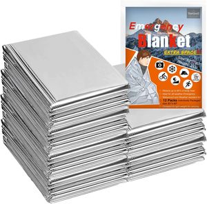 12 Packs Emergency Blanket Mylar, Survival Supplies Thermal Blankets, Reusable M&hellip;