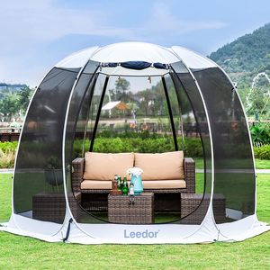 Products: Leedor Pop Up Canopy Screen Tent, Outdoor Screen House One Push Camping Screen Tent Gazebo 6 Mesh Sides Portable Shelter with Mosquito Netting & Carry Bag, Bonus Stakes Ropes and Sand Bags, Grey - Sealed against elements, the Biggest Sale of the Season ma