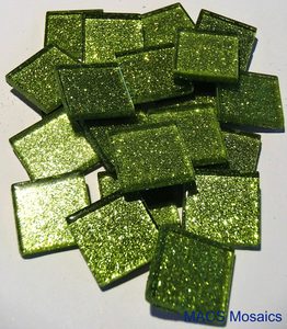 Products: Glitter Mosaic Tiles 23mm Avocado Green - MACS Mosaics