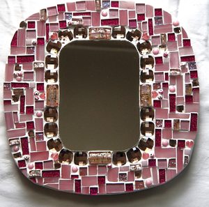 Products: Pink Sparkly Mirror Mosaic Art - MACS Mosaics